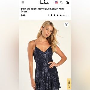 Lulus XS Navy Blue Sequin Mini Dress NEW WITH TAGS